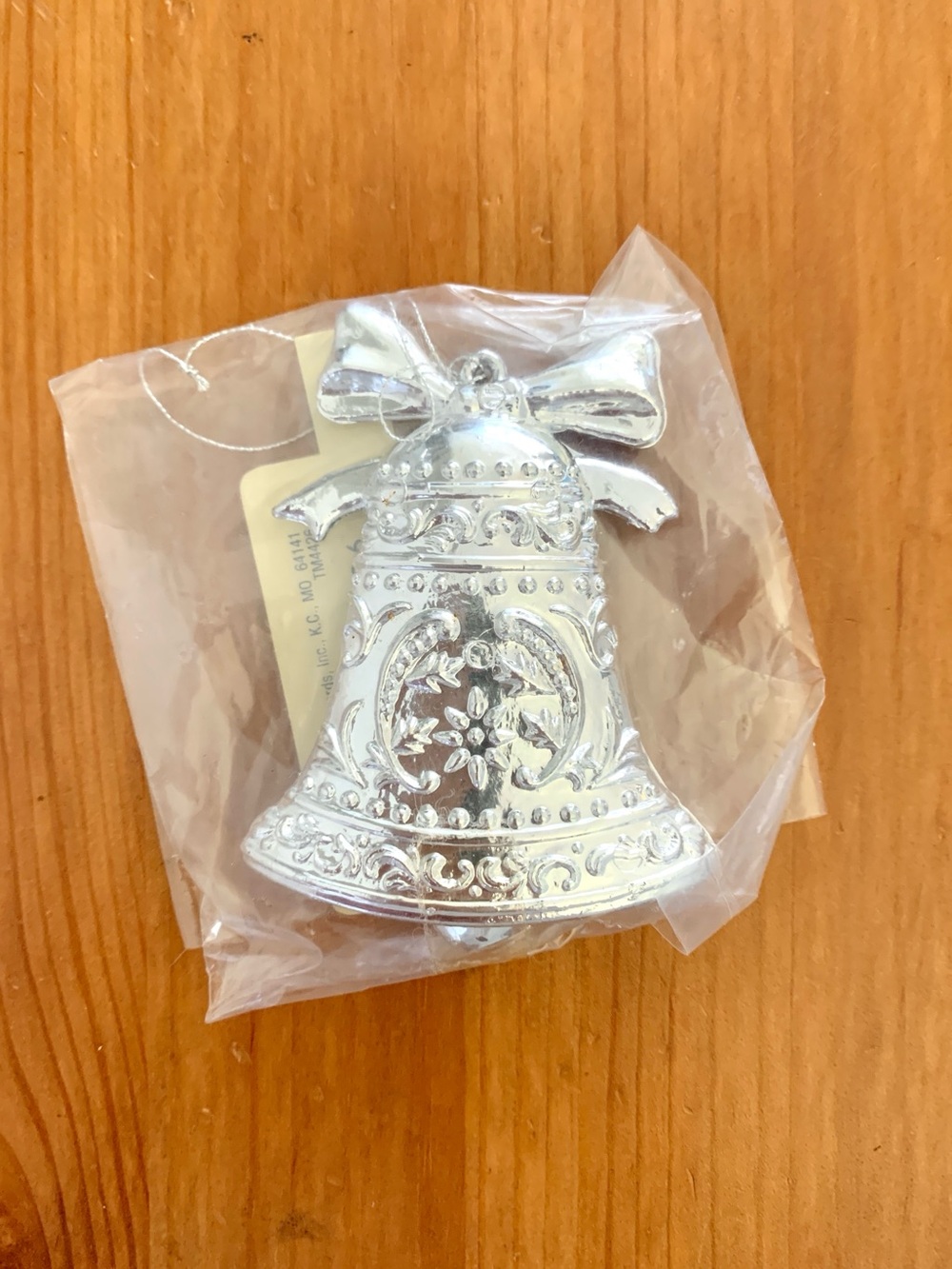 vintage Hallmark metallic silver bell bow gift trim